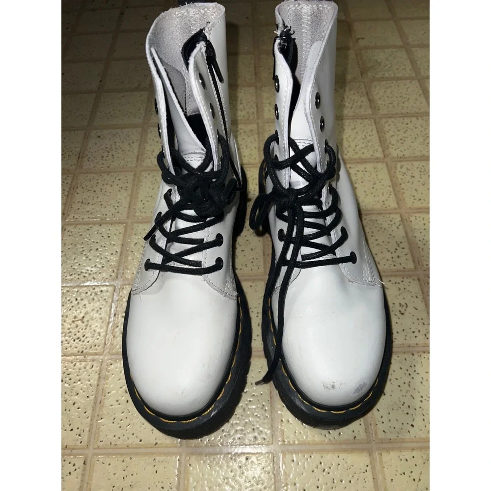 Doc Dr Martens Jadon Womens Size 6 Lace Up Side Zip Platform‎ Boots White